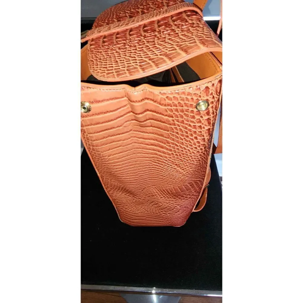 Orange Mock Croc Backpack